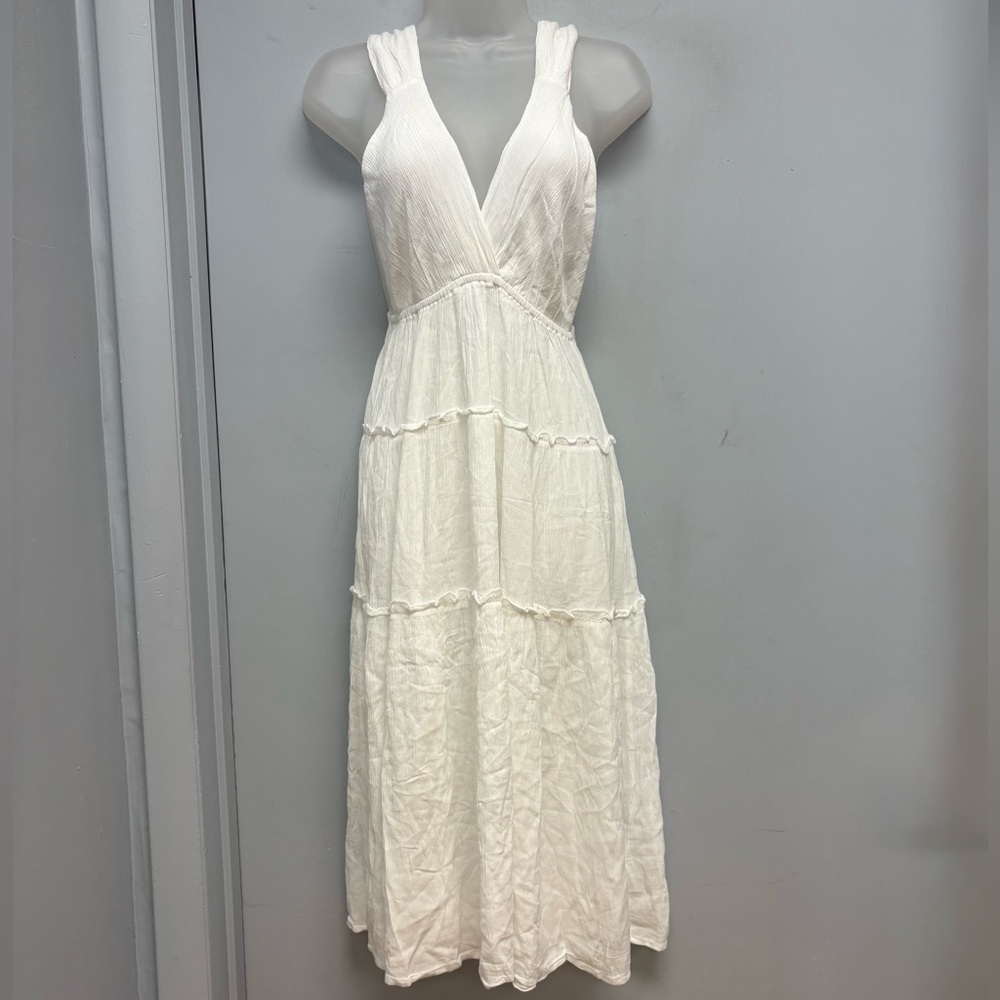SOLD IN STORE Salty Lemon White Tiered Boho Midi Dress – Size Small - Picture 1 of 6